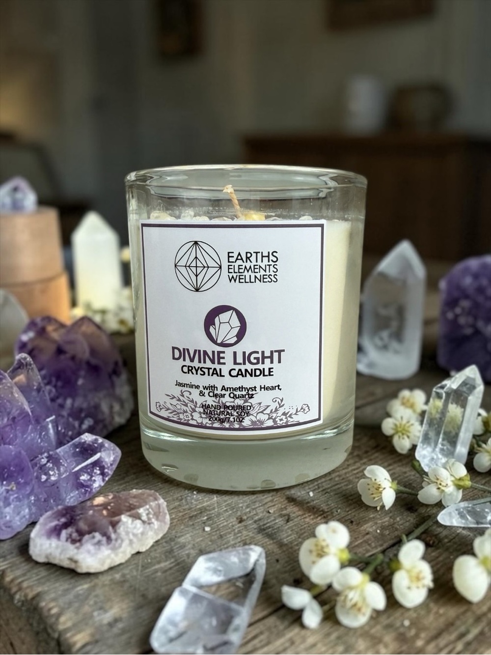 Divine Light Crystal Candle Amethyst & Quartz